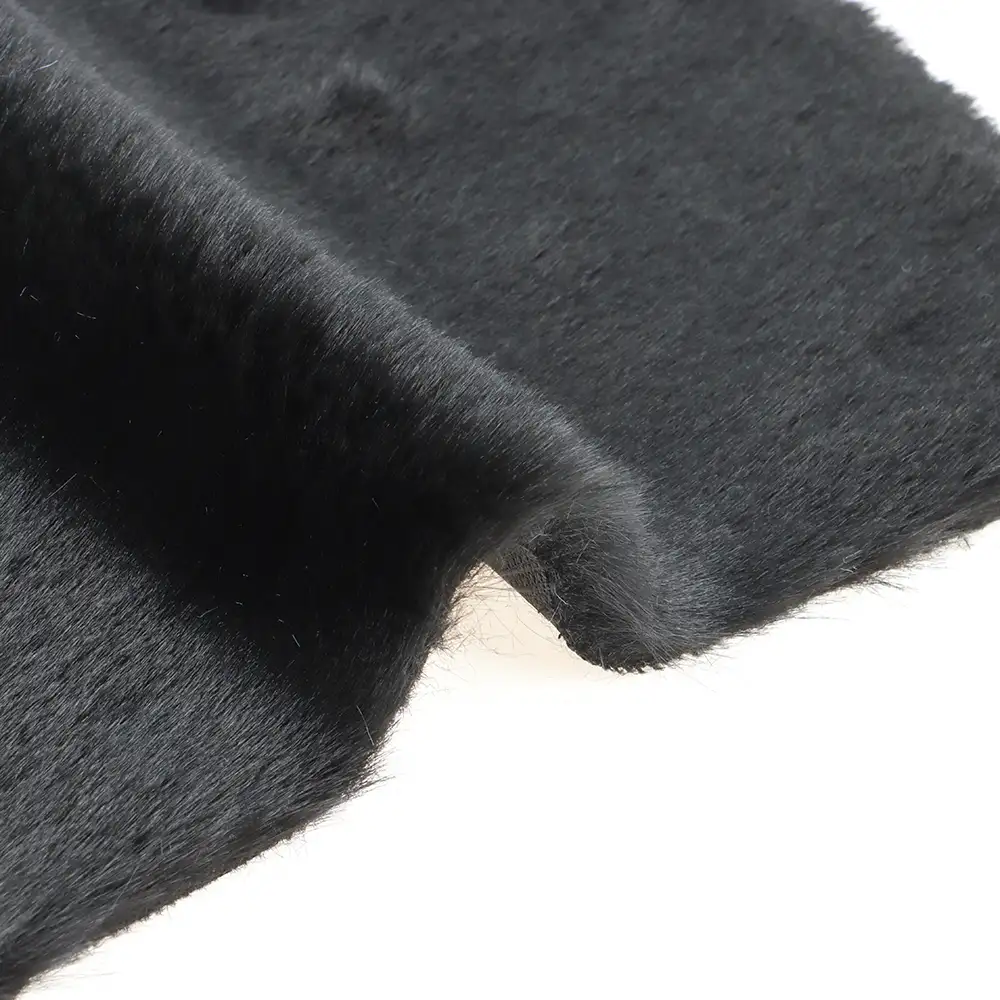 China Fabric for Trench Coat,Overcoat Fake Fur Knit Fabric Polyester Black color buy from China wholesaler bulk order at wholesale price free worldwide shipping Alibaba