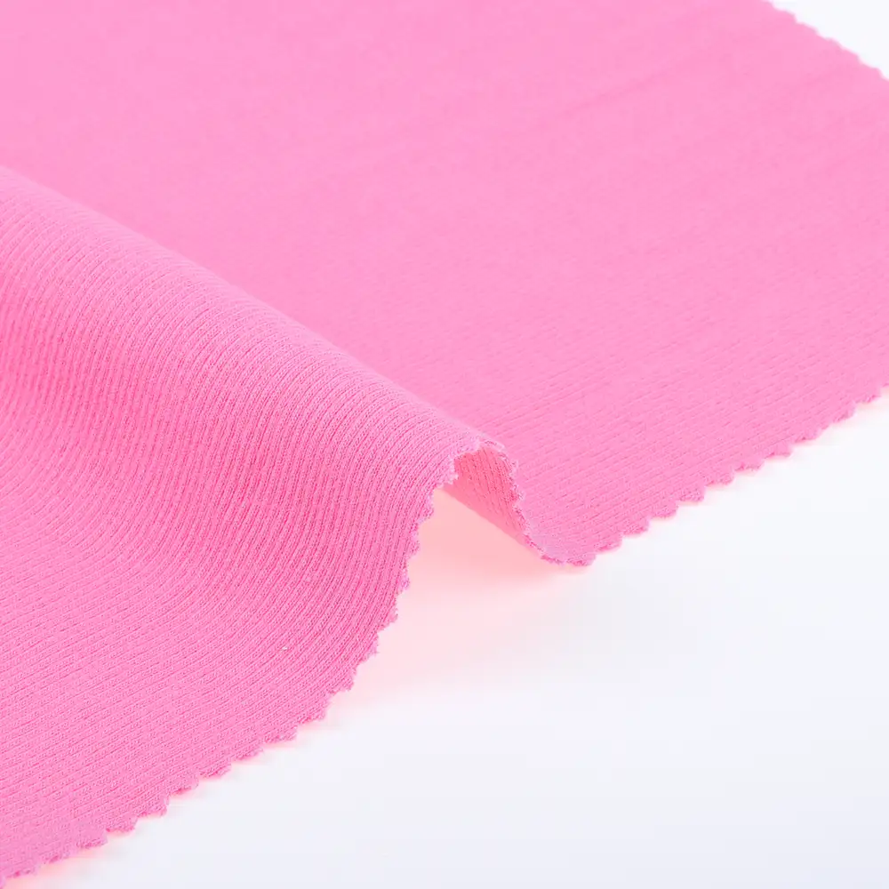 China Fabric for Tank Top,Crop Top,Hoodie Rib Knit Fabric Cotton Spandex Pink color buy from China wholesaler bulk order at wholesale price free worldwide shipping Alibaba