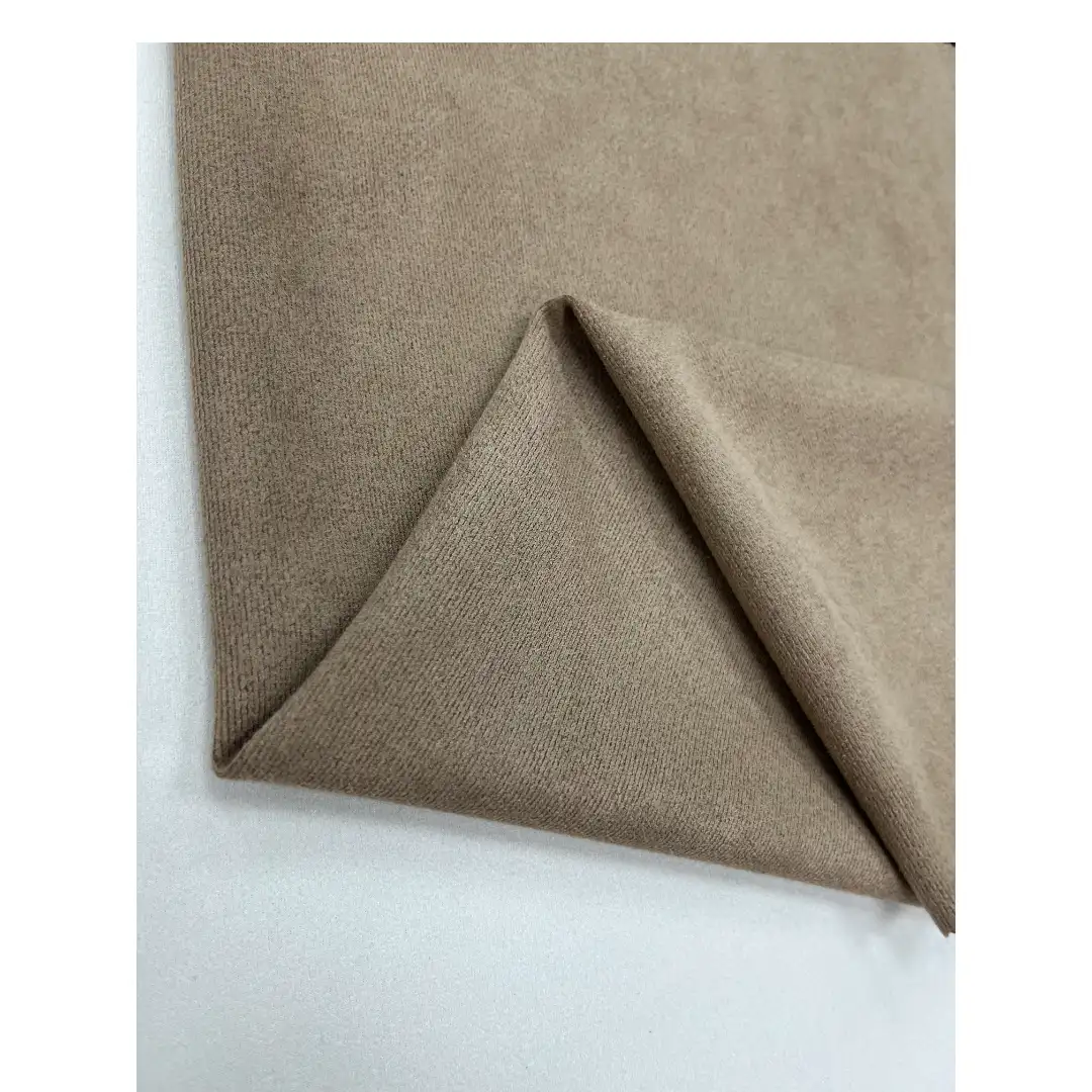 China Fabric for Jacket,Pants,Blazer Weft Suede Knit Fabric Polyester Elastane 卡其 color buy from China wholesaler bulk order at wholesale price free worldwide shipping Alibaba