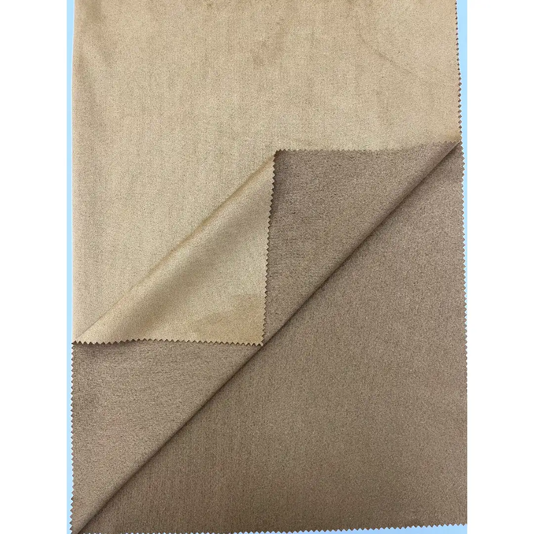China Fabric for Jacket,Blazer Warp Suede Knit Fabric Polyester 浅棕 color buy from China wholesaler bulk order at wholesale price free worldwide shipping Alibaba