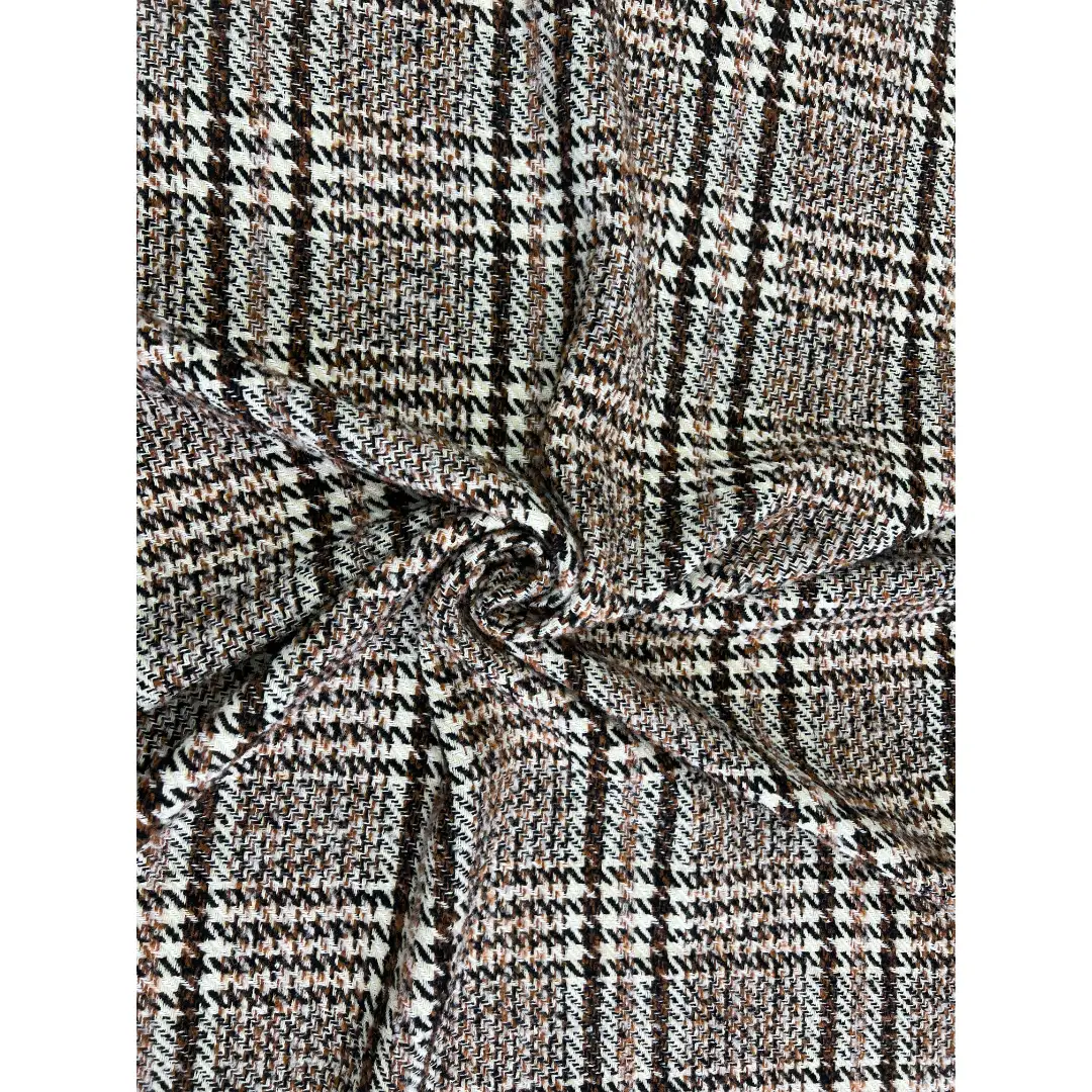 China Fabric for Blazer,Suit,Skirt Woolen Tweed Woolen 化纤 Wool 黑棕米白千鸟格 color buy from China wholesaler bulk order at wholesale price free worldwide shipping Alibaba
