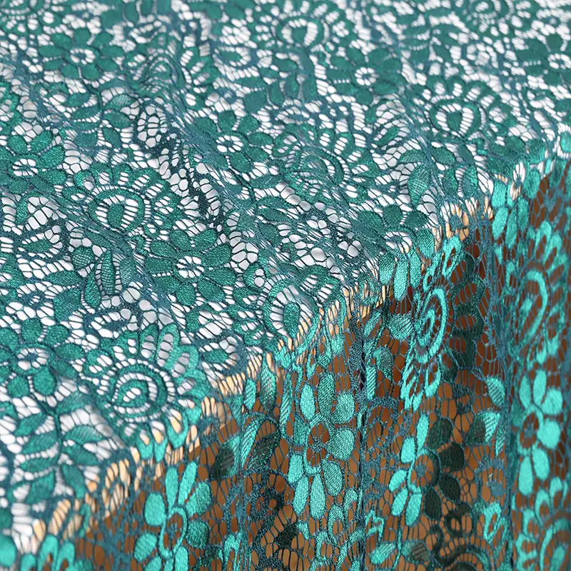 China Fabric for Shirt,Skirt Lace Knit Fabric Nylon Polyester DarkCyan color buy from China wholesaler bulk order at wholesale price free worldwide shipping Alibaba