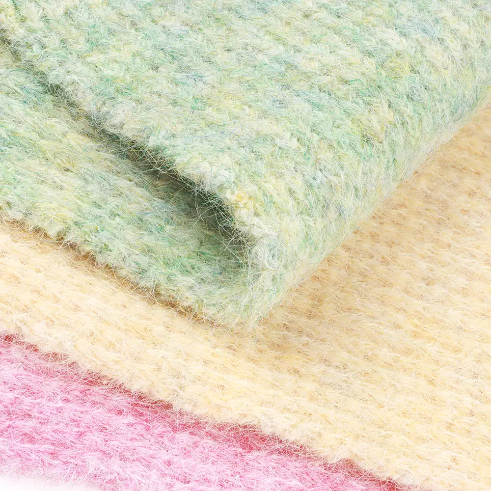 China Yarn for Dresses (Cardigan Button) (Sweater),Ladies Vest (Sweater)  Mossy Yarn Fancy Yarn Recycled Polyester Polyester Nylon Wool Spandex pink/green/yellow color buy from China wholesaler bulk order at wholesale price free worldwide shipping Alibaba