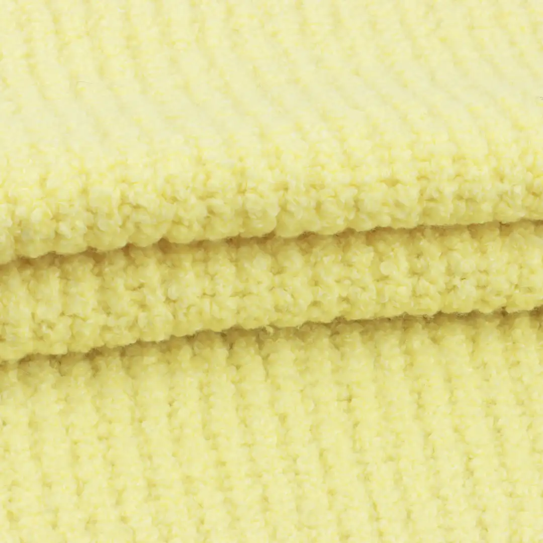 China Yarn for Dresses (Cardigan Button) (Sweater),Ladies Vest (Sweater)  Boucle Yarn Fancy Yarn BCI Cotton Recycled Polyester Wool Spandex yellow color buy from China wholesaler bulk order at wholesale price free worldwide shipping Alibaba