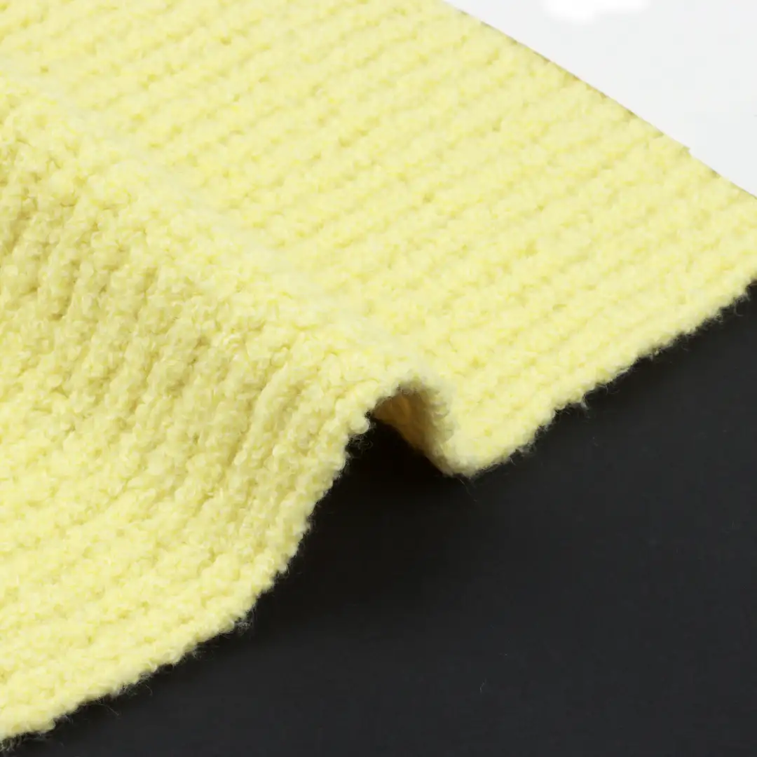 China Yarn for Dresses (Cardigan Button) (Sweater),Ladies Vest (Sweater)  Boucle Yarn Fancy Yarn BCI Cotton Recycled Polyester Wool Spandex yellow color buy from China wholesaler bulk order at wholesale price free worldwide shipping Alibaba