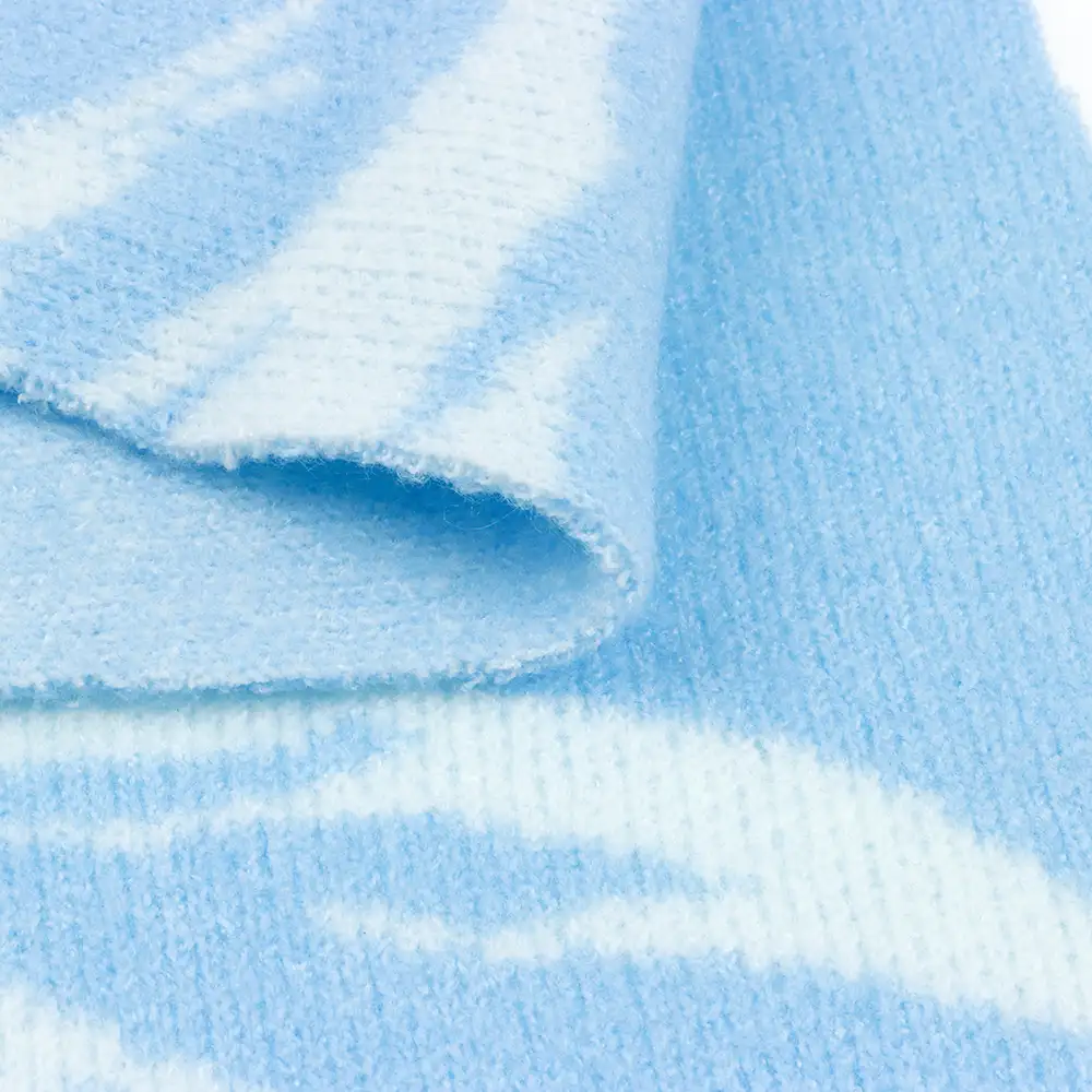 China Yarn for Polo T-shirt (Sweater),Crew Neck Pullover (Sweater),Half-Zipper Cardigan (Sweater) Mossy Yarn Fancy Yarn Acrylic Polyester Spandex BLUE+WHITE color buy from China wholesaler bulk order at wholesale price free worldwide shipping Alibaba