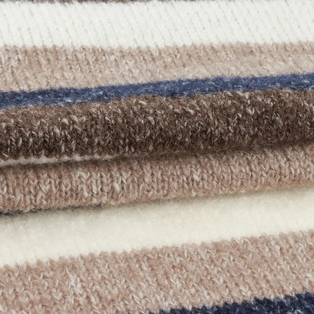 China Yarn for Polo T-shirt (Sweater),Crew Neck Pullover (Sweater),Half-Zipper Cardigan (Sweater) Mossy Yarn Fancy Yarn Recycled Polyester Polyester Cotton Acrylic Wool Spandex CREAM&BEIGE&BLUE&BROWN STRIPE color buy from China wholesaler bulk order at wholesale price free worldwide shipping Alibaba