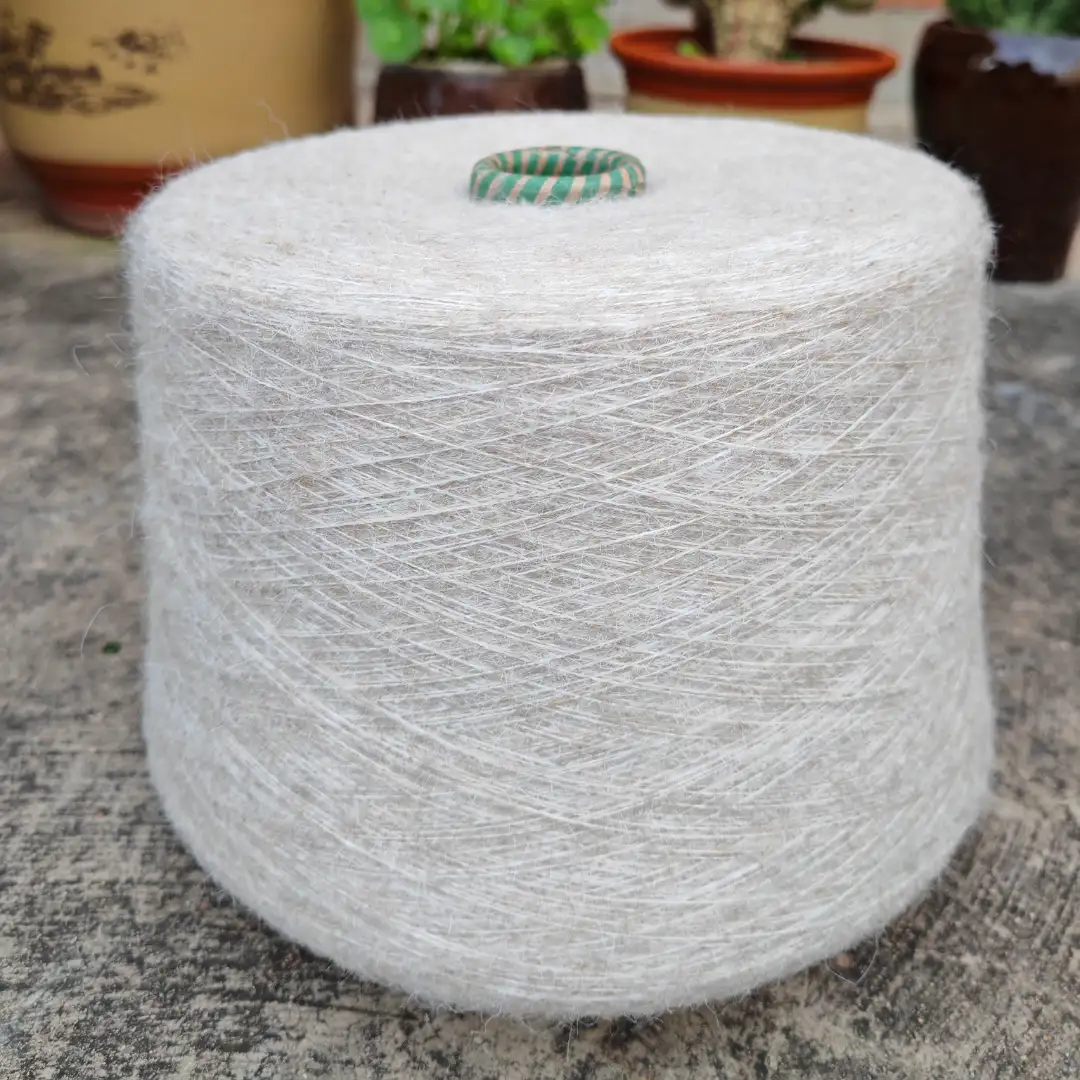 China Yarn for Ladies Vest (Sweater),Men’s Vest (Sweater) Mossy Yarn Fancy Yarn Recycled Polyester Polyester Acrylic Wool Spandex Oatmeal color buy from China wholesaler bulk order at wholesale price free worldwide shipping Alibaba