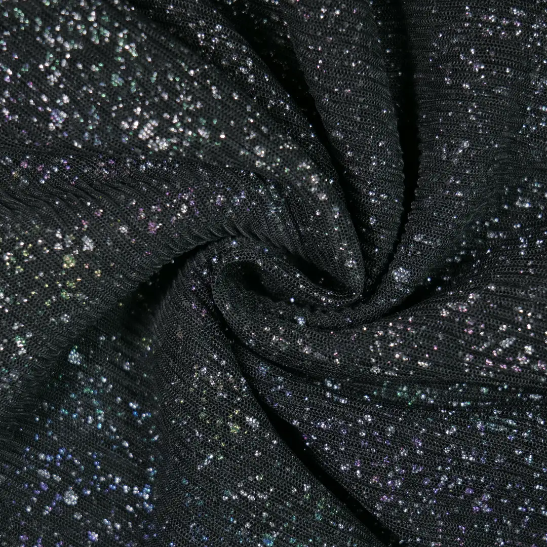 China Fabric for Pants,Skirt Poly Mesh schiffli Knit Fabric Polyester black color buy from China wholesaler bulk order at wholesale price free worldwide shipping Alibaba