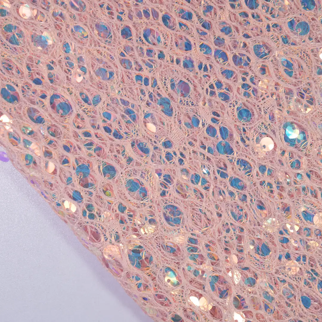 China Fabric for Skirt,Kids Puff Sleeve Tier Dress,Kids Lace Trim Dress Sequined Mesh Fabric Knit Fabric Polyester Pink color buy from China wholesaler bulk order at wholesale price free worldwide shipping Alibaba