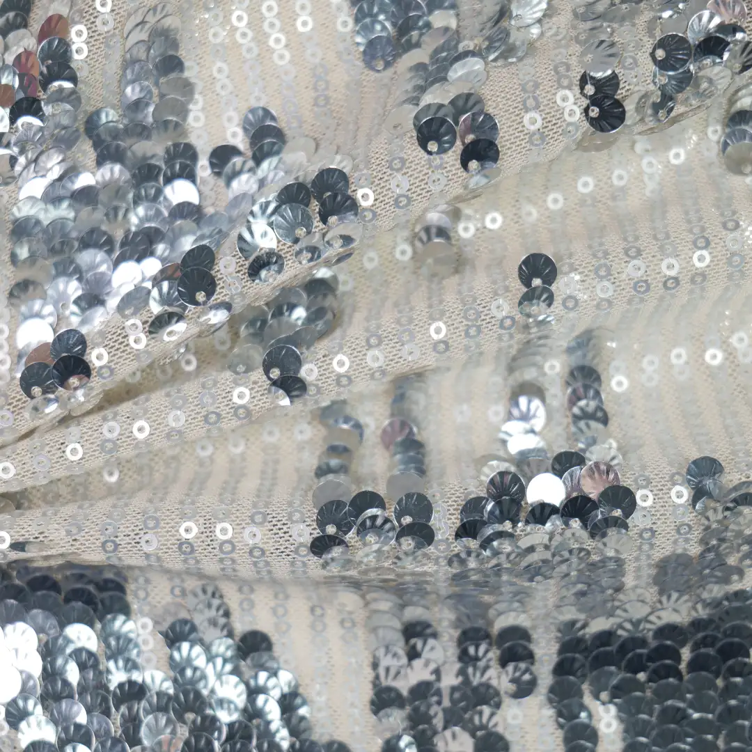 China Fabric for Skirt,Kids Stretch Waist Pleated Skirt,Kids Short Sleeve Peter Pan Collar Pleated Dress Sequined Mesh Fabric Knit Fabric Polyester Elastane (LYCRA®) Silver color buy from China wholesaler bulk order at wholesale price free worldwide shipping Alibaba