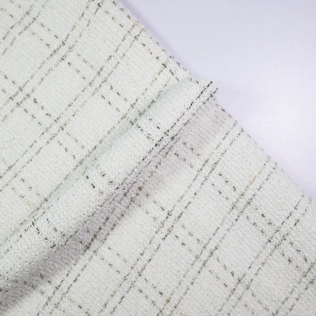 China Fabric for Jackets,Skirt,Suit,Bubble-Sleeve Crop Top,Kids Cloak Style Short Coat Chanel-Style Fabric Woolen Polyester white color buy from China wholesaler bulk order at wholesale price free worldwide shipping Alibaba