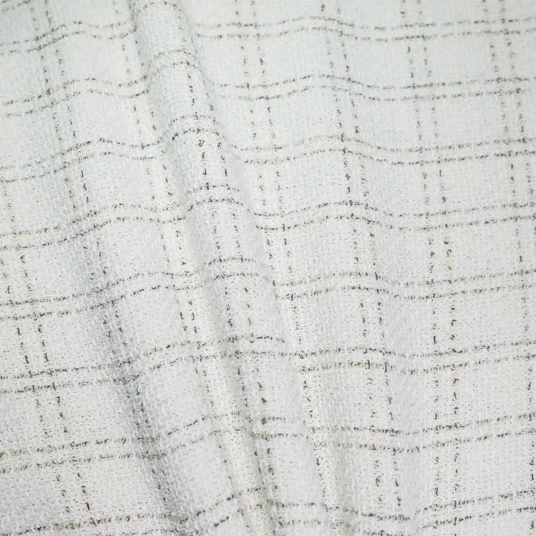 China Fabric for Jackets,Skirt,Suit,Bubble-Sleeve Crop Top,Kids Cloak Style Short Coat Chanel-Style Fabric Woolen Polyester white color buy from China wholesaler bulk order at wholesale price free worldwide shipping Alibaba