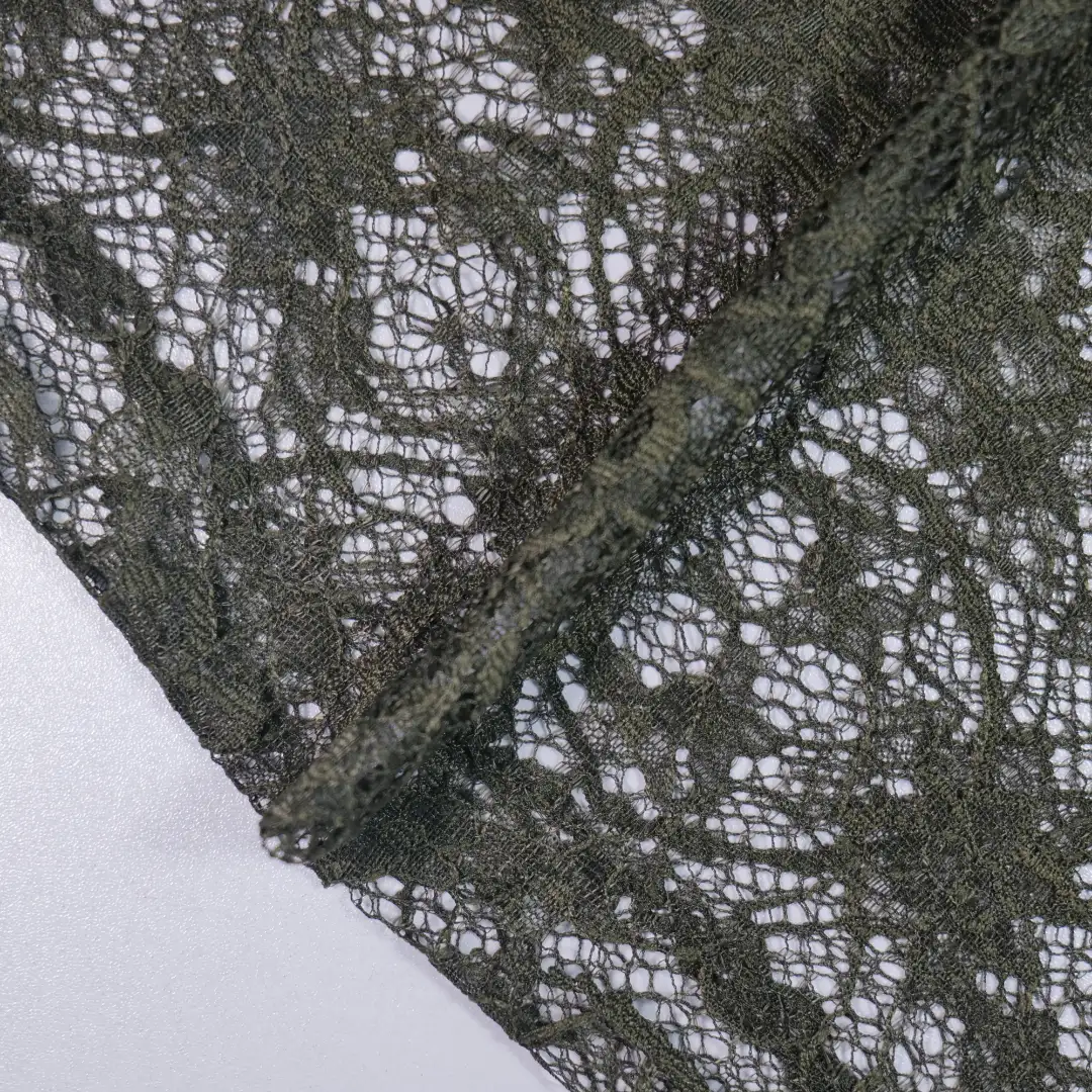 China Fabric for Kids Drop Shoulder Sleeve Pleated Lace Coat,Kids Lace Trim Dress,Lace-Up V-Neck Crop Top,Ladies Pleated Lace Shorts Lace Knit Fabric Nylon dark green color buy from China wholesaler bulk order at wholesale price free worldwide shipping Alibaba