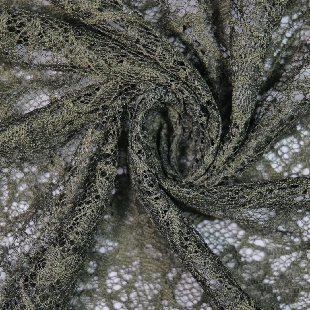 China Fabric for Kids Drop Shoulder Sleeve Pleated Lace Coat,Kids Lace Trim Dress,Lace-Up V-Neck Crop Top,Ladies Pleated Lace Shorts Lace Knit Fabric Nylon dark green color buy from China wholesaler bulk order at wholesale price free worldwide shipping Alibaba