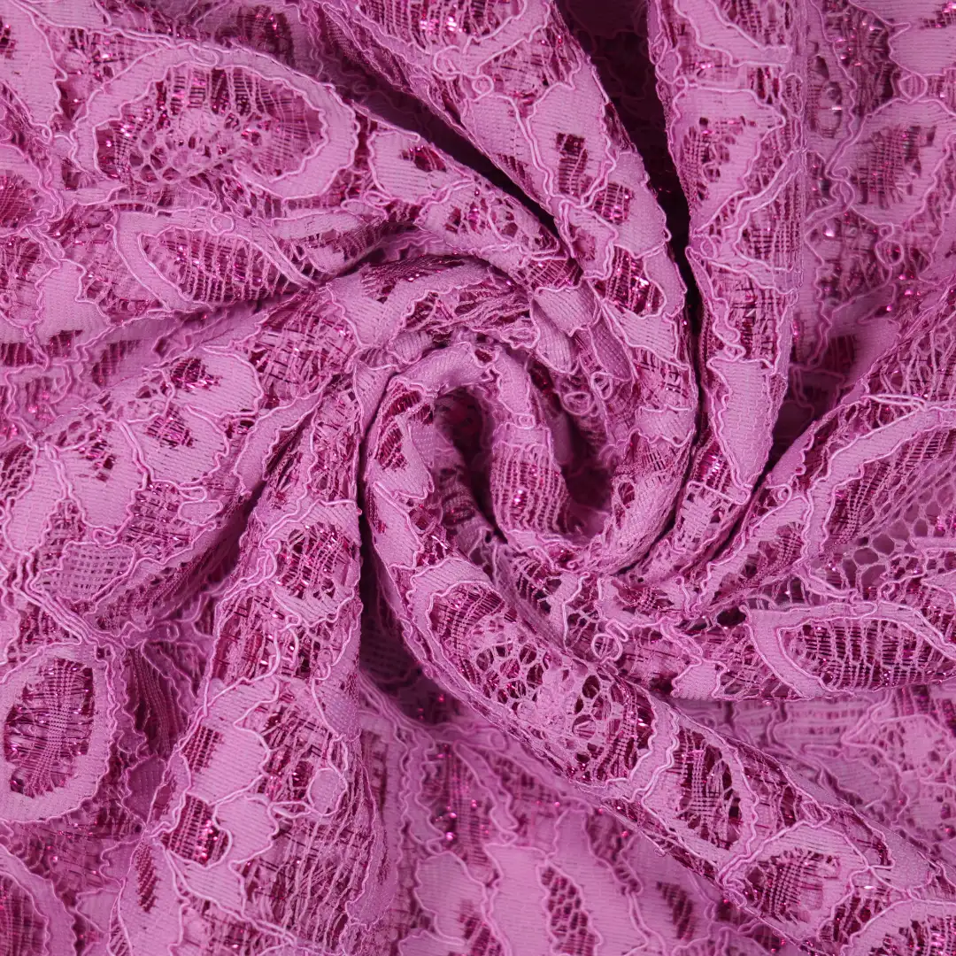 China Fabric for Kids Drop Shoulder Sleeve Pleated Lace Coat,Kids Lace Trim Dress,Lace-Up V-Neck Crop Top,Ladies Pleated Lace Shorts Lace Knit Fabric Nylon Rayon pink color buy from China wholesaler bulk order at wholesale price free worldwide shipping Alibaba