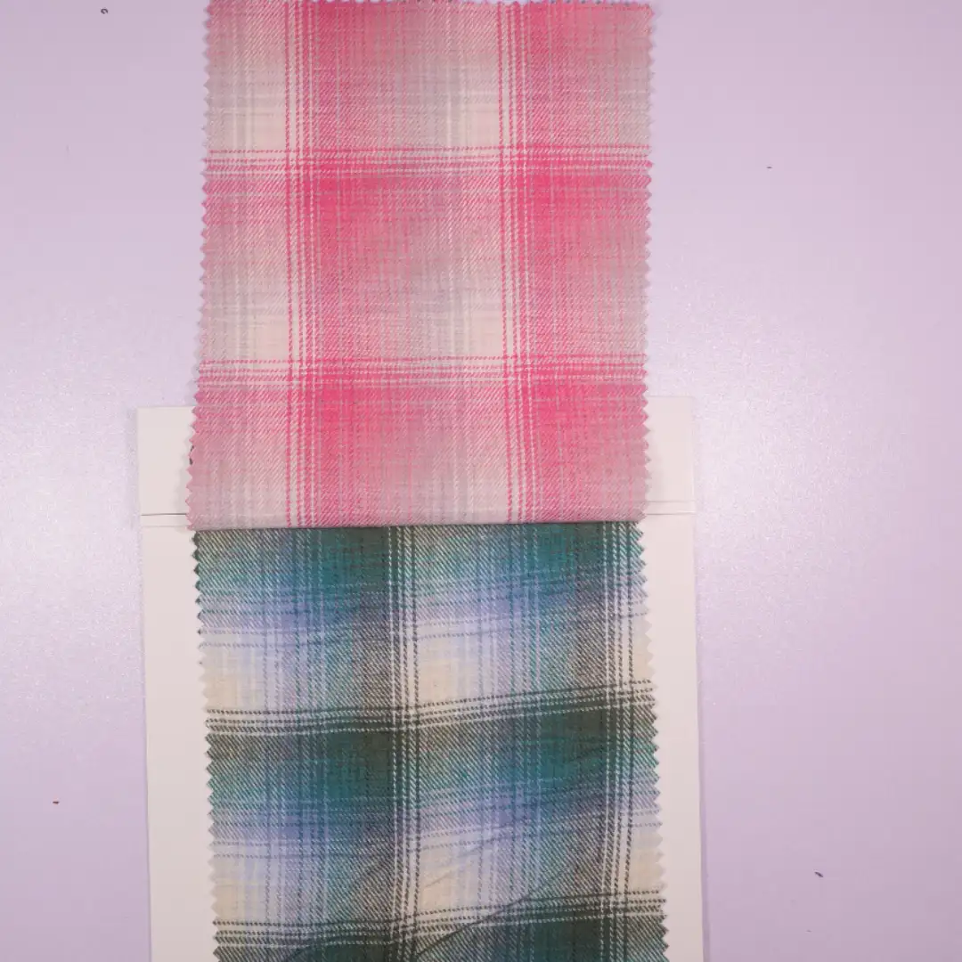 China Fabric for Shirt,Casual Long Sleeve Crop Shirt,Womens Slim Fit Shirt Yarn Dyed Check Natural Woven Fabric Cotton pink-grey color buy from China wholesaler bulk order at wholesale price free worldwide shipping Alibaba