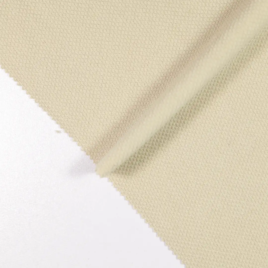 China Fabric for Jackets,Loungewear Jacquard Knit Fabric Polyester Rayon Spandex Beige color buy from China wholesaler bulk order at wholesale price free worldwide shipping Alibaba