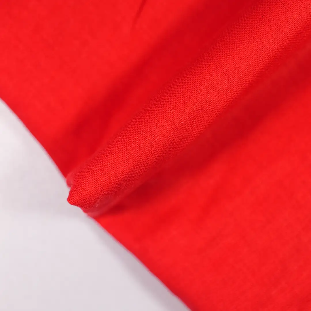 China Fabric for Shirt,Skirt,Sleeveless Sundress Cotton/Rayon Plain Woven Blended Fabric Flax Rayon RED color buy from China wholesaler bulk order at wholesale price free worldwide shipping Alibaba