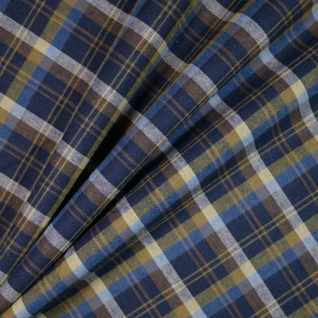 China Fabric for Shirt,Cropped V-Neck Shirt,Ladies  Minimalist Sleeveless Polo Shirt Yarn Dyed Check Natural Woven Fabric Cotton blue brown white color buy from China wholesaler bulk order at wholesale price free worldwide shipping Alibaba