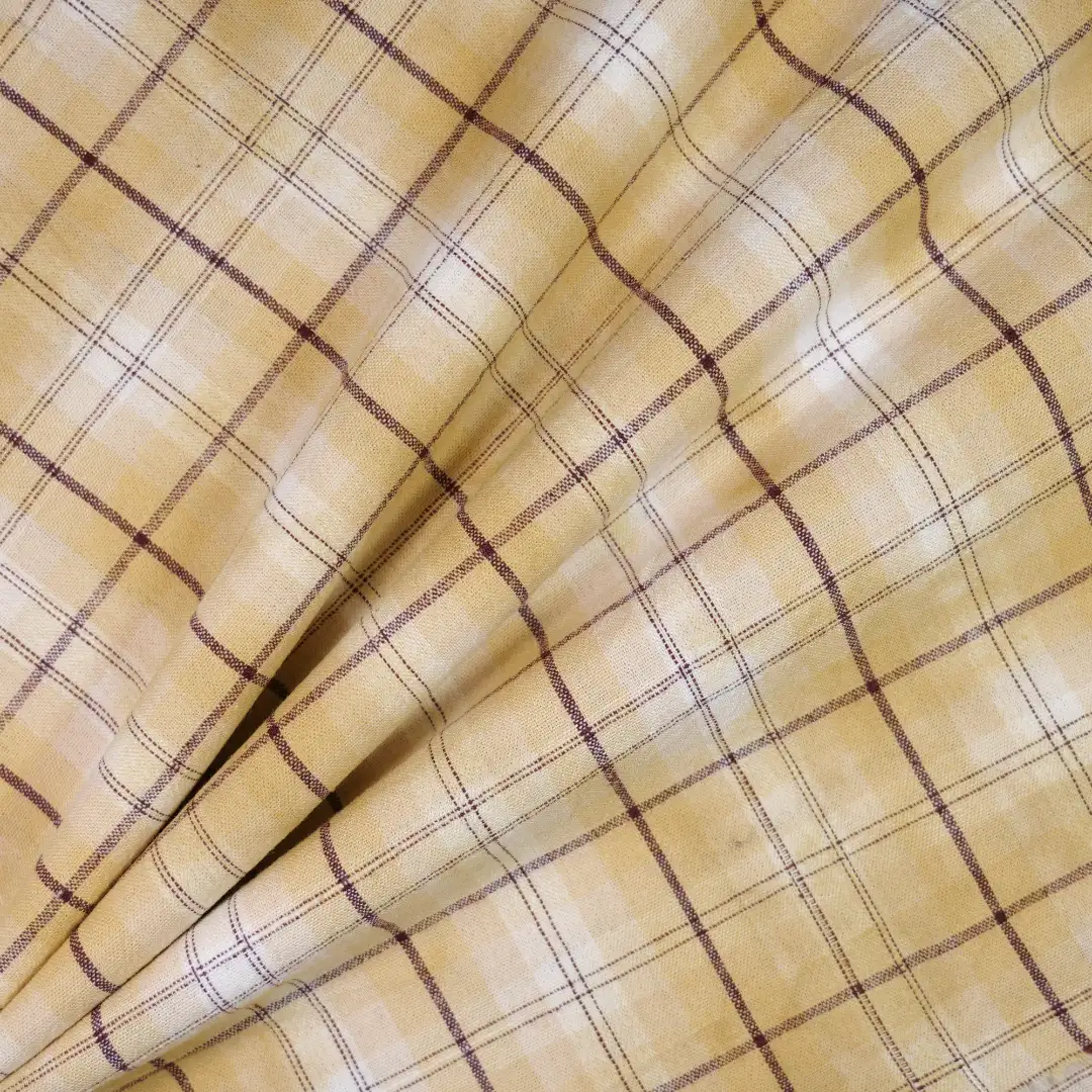 China Fabric for Shirt,Casual Long Sleeve Crop Shirt,Womens Slim Fit Shirt Yarn Dyed Check Natural Woven Fabric Cotton light coffee color buy from China wholesaler bulk order at wholesale price free worldwide shipping Alibaba