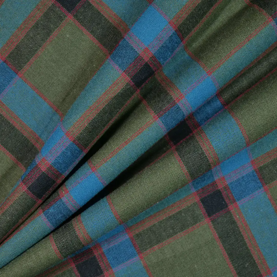 China Fabric for Shirt,Casual Long Sleeve Crop Shirt,Cropped V-Neck Shirt Yarn Dyed Check Natural Woven Fabric Cotton blue green color buy from China wholesaler bulk order at wholesale price free worldwide shipping Alibaba