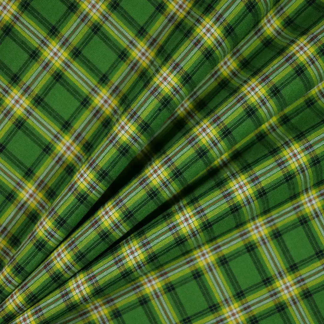 China Fabric for Shirt,Stand Collar Double-Breasted Shirt,V-Neck Short Sleeve Shirt V Yarn Dyed Check Natural Woven Fabric Cotton green yellow color buy from China wholesaler bulk order at wholesale price free worldwide shipping Alibaba