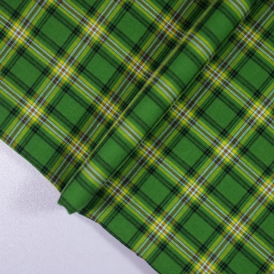 China Fabric for Shirt,Stand Collar Double-Breasted Shirt,V-Neck Short Sleeve Shirt V Yarn Dyed Check Natural Woven Fabric Cotton green yellow color buy from China wholesaler bulk order at wholesale price free worldwide shipping Alibaba