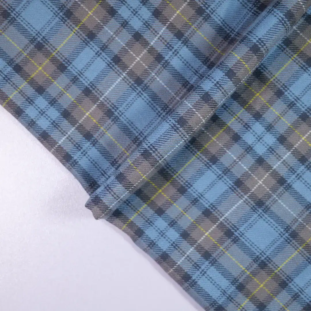 China Fabric for Shirt,Cropped V-Neck Shirt,Stand Collar Double-Breasted Shirt Yarn Dyed Check Natural Woven Fabric Cotton blue grey color buy from China wholesaler bulk order at wholesale price free worldwide shipping Alibaba