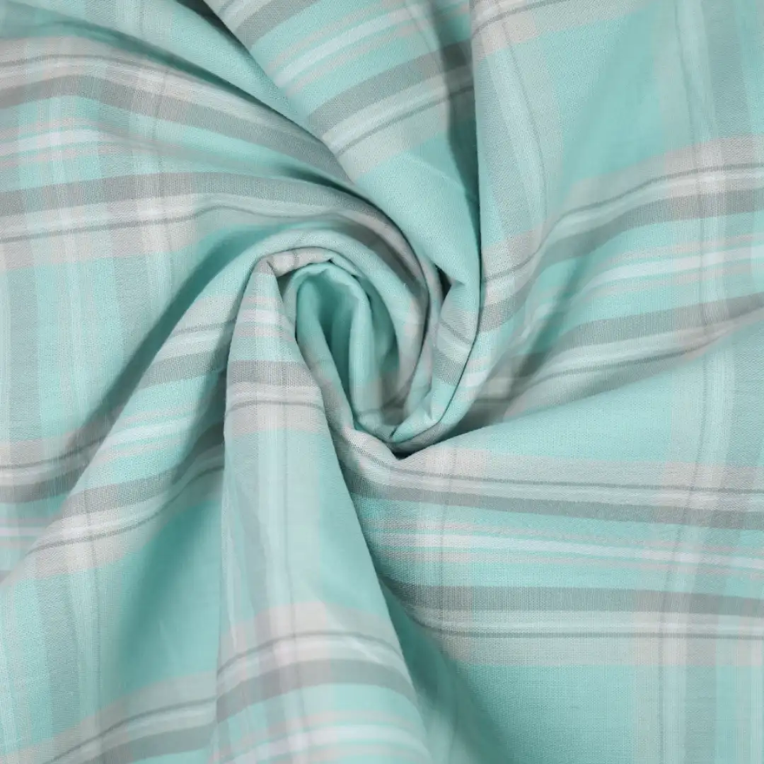 China Fabric for Shirt,Tier Midi Shirt Dress,Womens Slim Fit Shirt Yarn Dyed Check Natural Woven Fabric Cotton cyan grey color buy from China wholesaler bulk order at wholesale price free worldwide shipping Alibaba