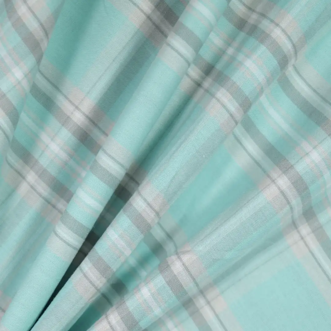 China Fabric for Shirt,Tier Midi Shirt Dress,Womens Slim Fit Shirt Yarn Dyed Check Natural Woven Fabric Cotton cyan grey color buy from China wholesaler bulk order at wholesale price free worldwide shipping Alibaba