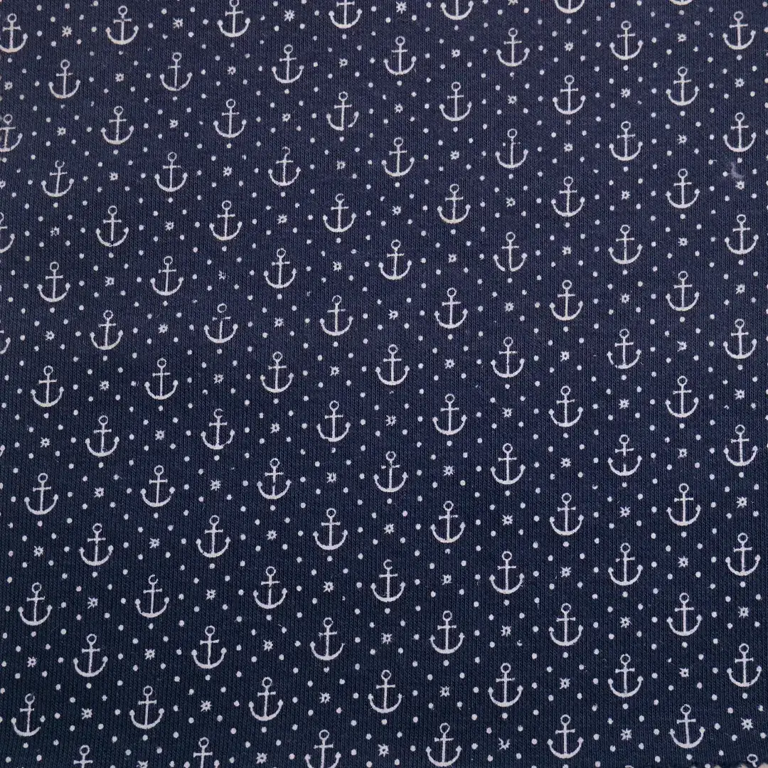 China Fabric for Hoodie,Sweatshirt Fleece Knit Fabric Cotton Polyester Navy with White Print color buy from China wholesaler bulk order at wholesale price free worldwide shipping Alibaba