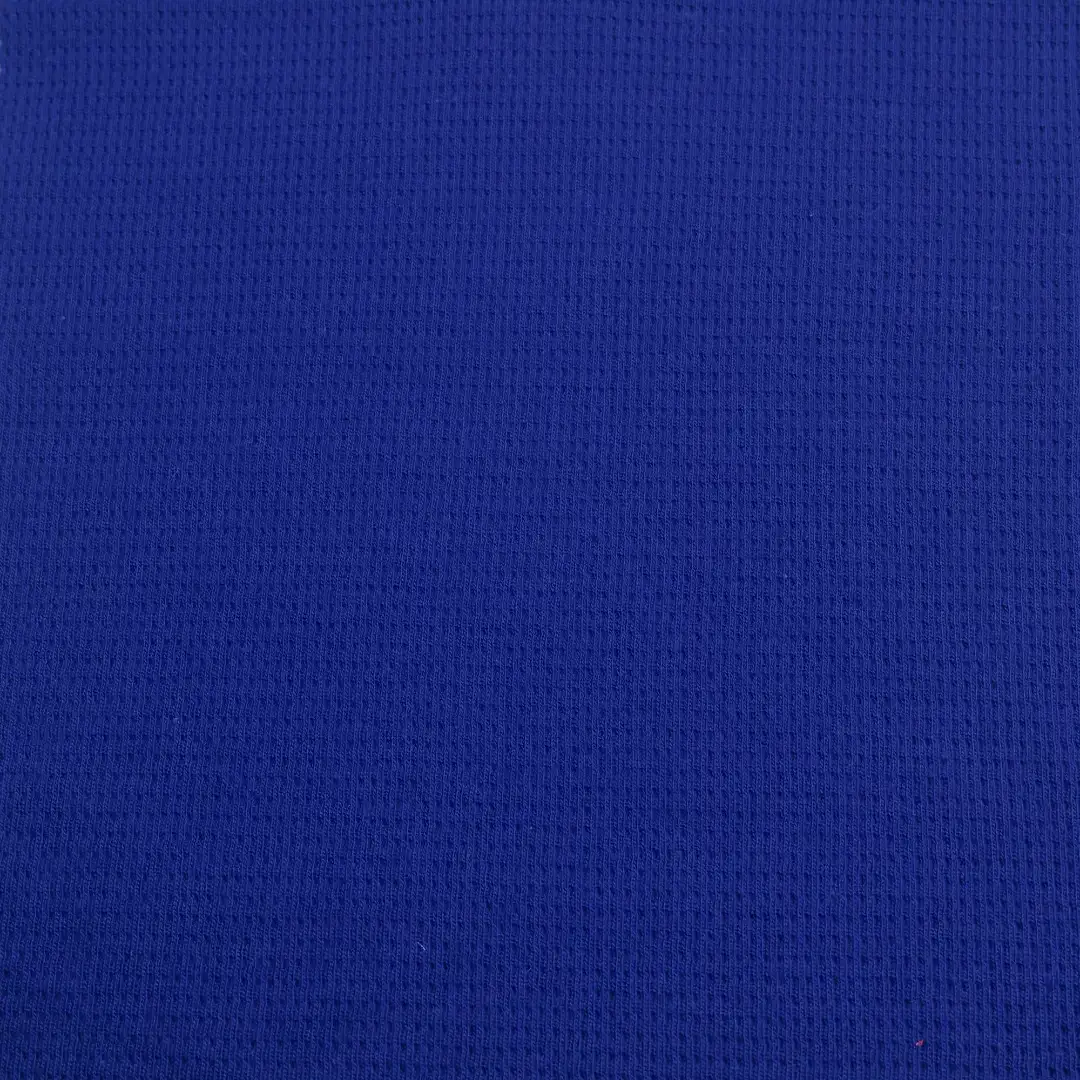 China Fabric for T-Shirt,Hoodie,Ladies Vest ,Men’s Vest ,T-shirt ,Polo T-shirt  Waffle Knit Fabric Cotton Polyester Blue color buy from China wholesaler bulk order at wholesale price free worldwide shipping Alibaba