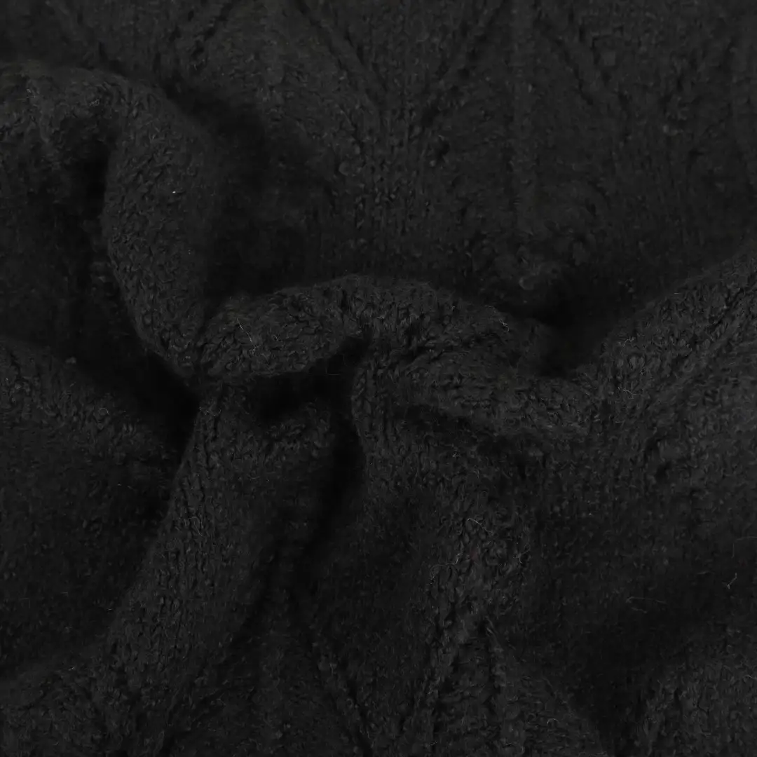 China Yarn for Crop Top Pullover (Sweater),Dresses (Cardigan Open) (Sweater) Mossy Yarn Fancy Yarn Recycled Polyester Polyester Spandex Black color buy from China wholesaler bulk order at wholesale price free worldwide shipping Alibaba