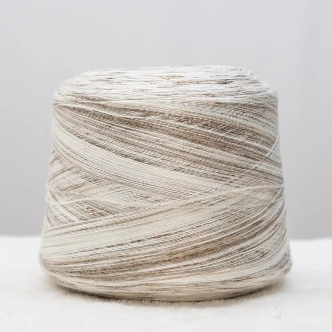 China Yarn for Crop Top Pullover (Sweater),Dresses (Cardigan Open) (Sweater) Core Spun Yarn Regular Yarn Recycled Polyester Nylon Wool PBT Brown/cream/white color buy from China wholesaler bulk order at wholesale price free worldwide shipping Alibaba