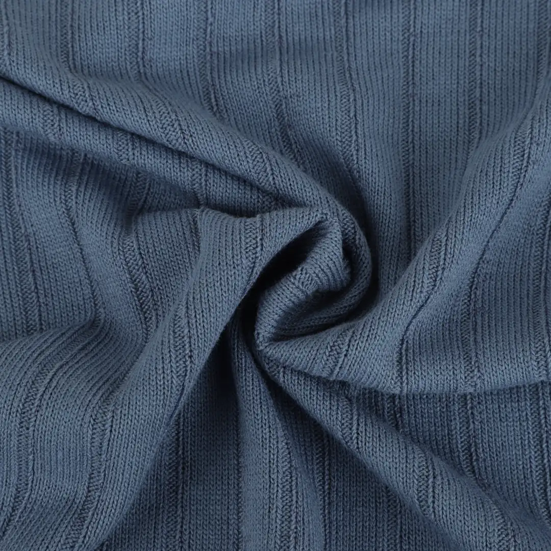China Fabric for Polo Shirt,Hoodie Rib Knit Fabric Polyester Rayon Spandex BLUE color buy from China wholesaler bulk order at wholesale price free worldwide shipping Alibaba