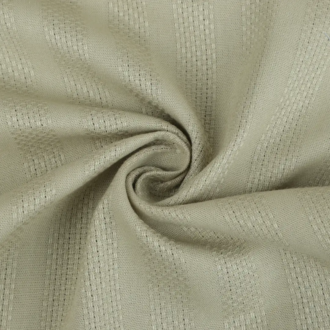 Bangladesh Fabric for Shirt,Cropped V-Neck Shirt,Puff Short Sleeve Ruffle Crop Shirt,French Ruffle Collar Shirt Cotton Dobby Natural Woven Fabric BCI Cotton Lt. Olive color buy from Bangladesh wholesaler bulk order at wholesale price free worldwide shipping Alibaba