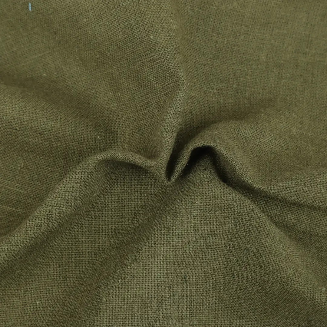 Bangladesh Fabric for Shirt,Casual Long Sleeve Crop Shirt,Cropped V-Neck Shirt,French Ruffle Collar Shirt Linen/Cotton Plain Natural Woven Fabric Linen Organic Cotton Olive color buy from Bangladesh wholesaler bulk order at wholesale price free worldwide shipping Alibaba