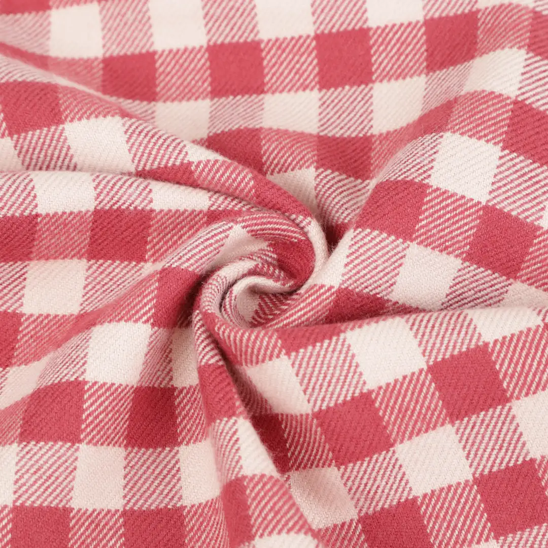 Bangladesh Fabric for Shirt,Over Shirt,French Ruffle Collar Shirt Cotton YD Flannel Natural Woven Fabric BCI Cotton Check Red/Beige color buy from Bangladesh wholesaler bulk order at wholesale price free worldwide shipping Alibaba