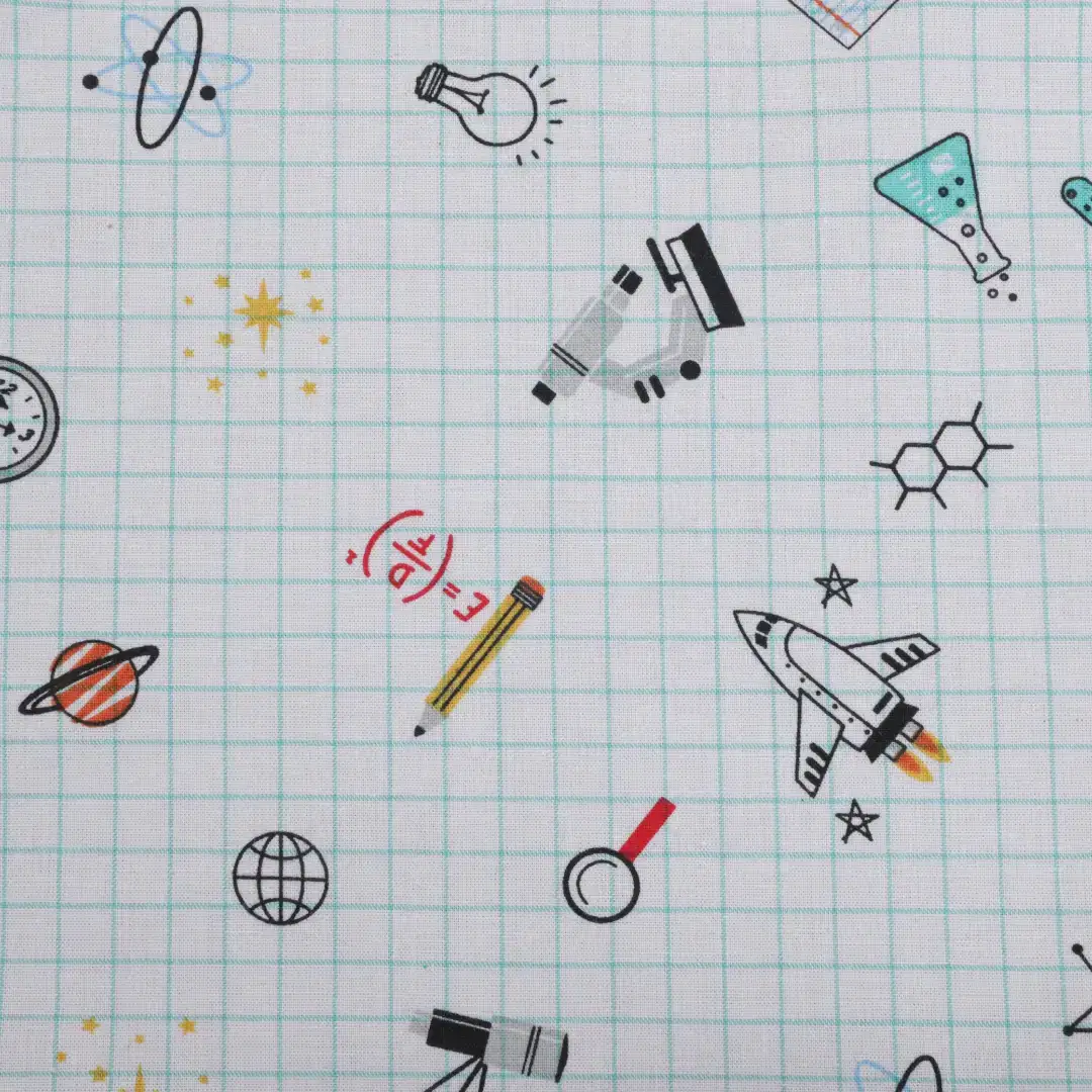 Bangladesh Fabric for Shirt,Cropped V-Neck Shirt Cotton Poplin Natural Woven Fabric BCI Cotton 11-757_School work Doodle_white color buy from Bangladesh wholesaler bulk order at wholesale price free worldwide shipping Alibaba