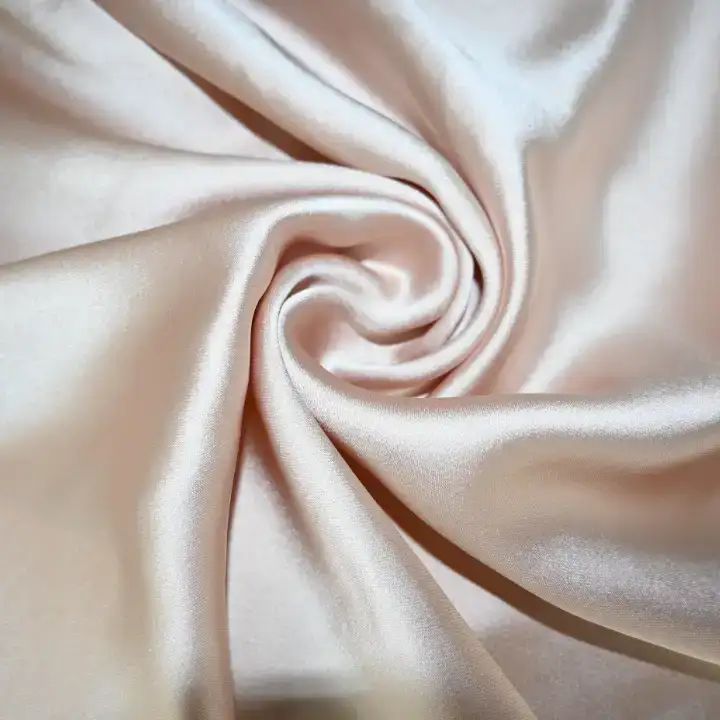 India Fabric for Blouse,Yoga Clothes Polyester Satin Synthetic Woven Fabric Polyester Peach color buy from India wholesaler bulk order at wholesale price free worldwide shipping Alibaba