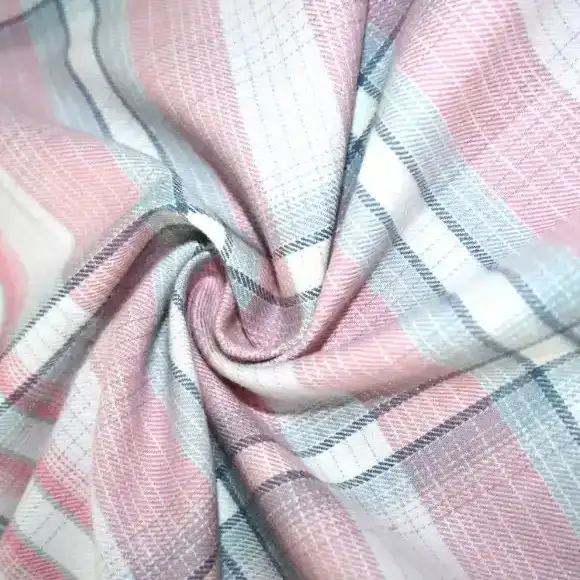 India Fabric for Shirt Cotton Twill Natural Woven Fabric Cotton Pink Check color buy from India wholesaler bulk order at wholesale price free worldwide shipping Alibaba