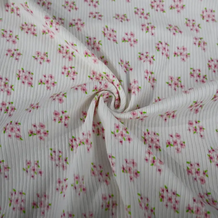 India Fabric for T-Shirt,Polo Shirt,Skirt Rib Knit Fabric Cotton Printed color buy from India wholesaler bulk order at wholesale price free worldwide shipping Alibaba