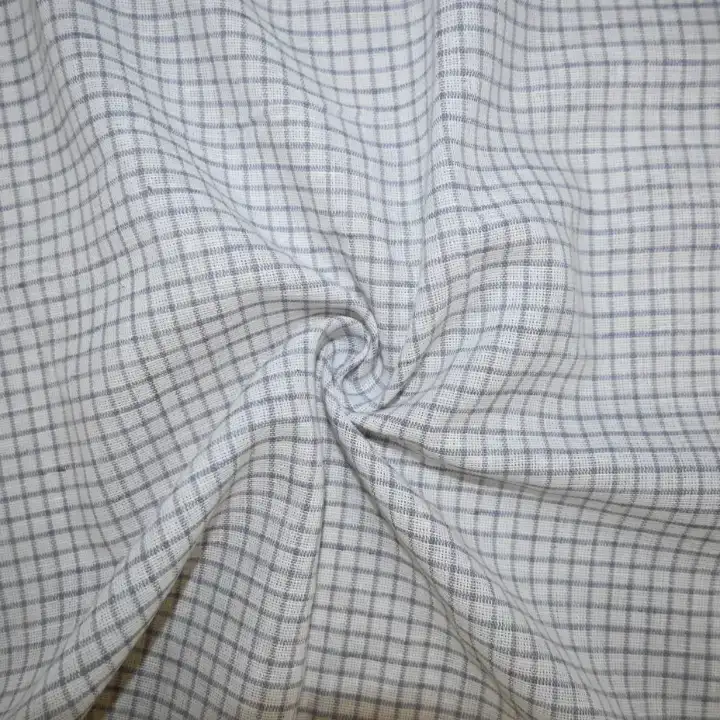 India Fabric for Shirt Linen/Cotton Plain Natural Woven Fabric Cotton Linen White Check color buy from India wholesaler bulk order at wholesale price free worldwide shipping Alibaba