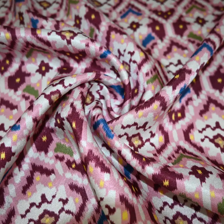 India Fabric for Dresses (Cardigan Open)  Polyester/Rayon Twill Woven Blended Fabric Polyester Printed color buy from India wholesaler bulk order at wholesale price free worldwide shipping Alibaba