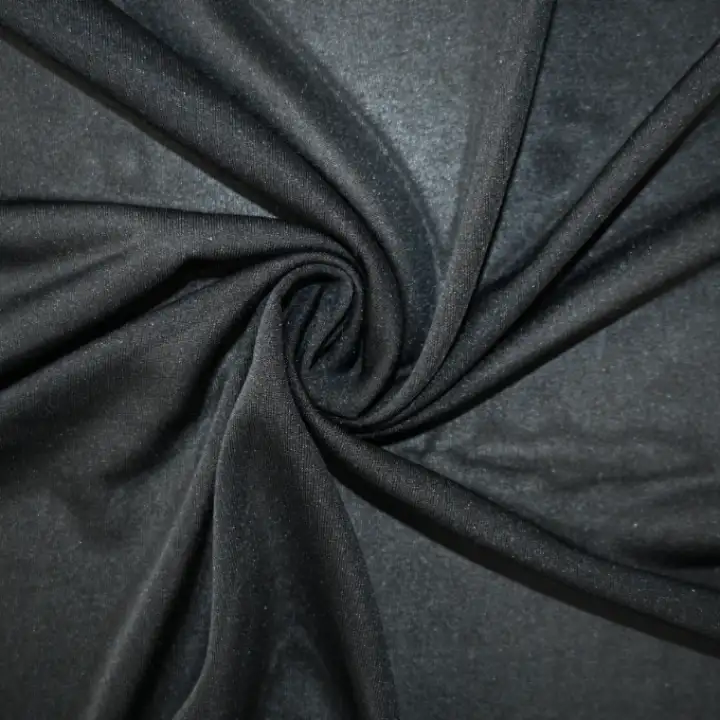 India Fabric for Shirt Interlock Knit Fabric Polyester Black color buy from India wholesaler bulk order at wholesale price free worldwide shipping Alibaba