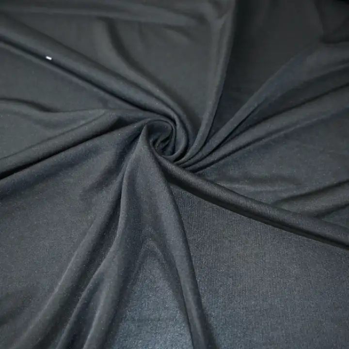 India Fabric for Shirt Interlock Knit Fabric Polyester Black color buy from India wholesaler bulk order at wholesale price free worldwide shipping Alibaba