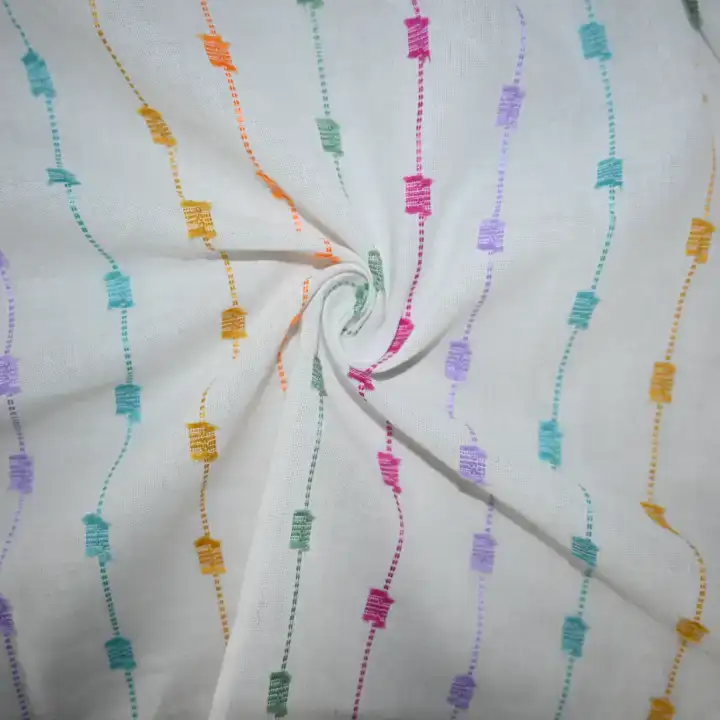 India Fabric for Shirt,Pants Cotton Dobby Natural Woven Fabric Cotton Polyester White color buy from India wholesaler bulk order at wholesale price free worldwide shipping Alibaba