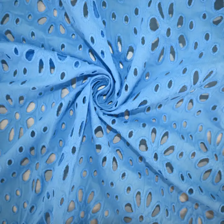 India Fabric for Blouse,Skirt,Dresses (Cardigan Open)  Schiffli Synthetic Woven Fabric Cotton Blue color buy from India wholesaler bulk order at wholesale price free worldwide shipping Alibaba