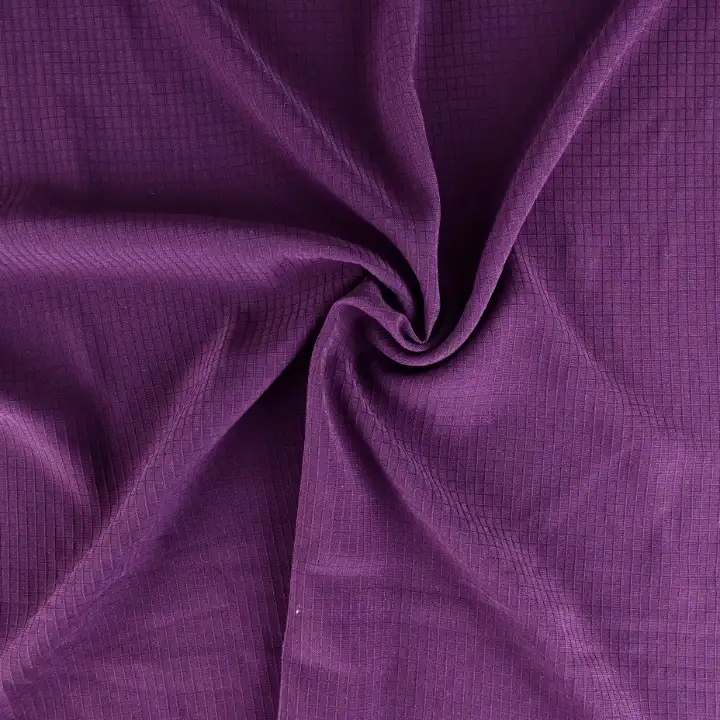 India Fabric for Blouse Poly Bubble Check Synthetic Woven Fabric Polyester Spandex Burgundy color buy from India wholesaler bulk order at wholesale price free worldwide shipping Alibaba